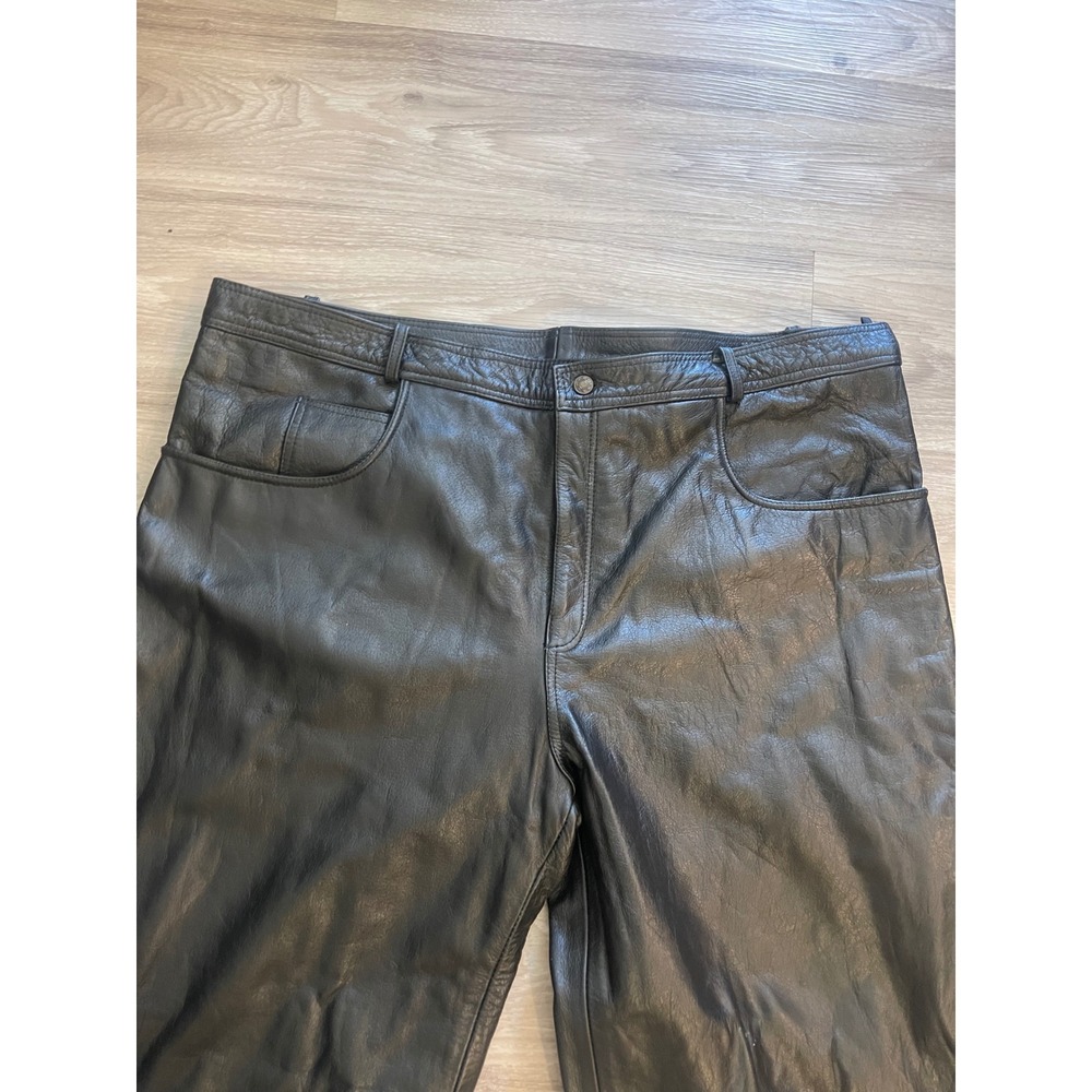 Xelement Mens Black Motorcycle Leather Pants 50 Streetwear Punk Grunge